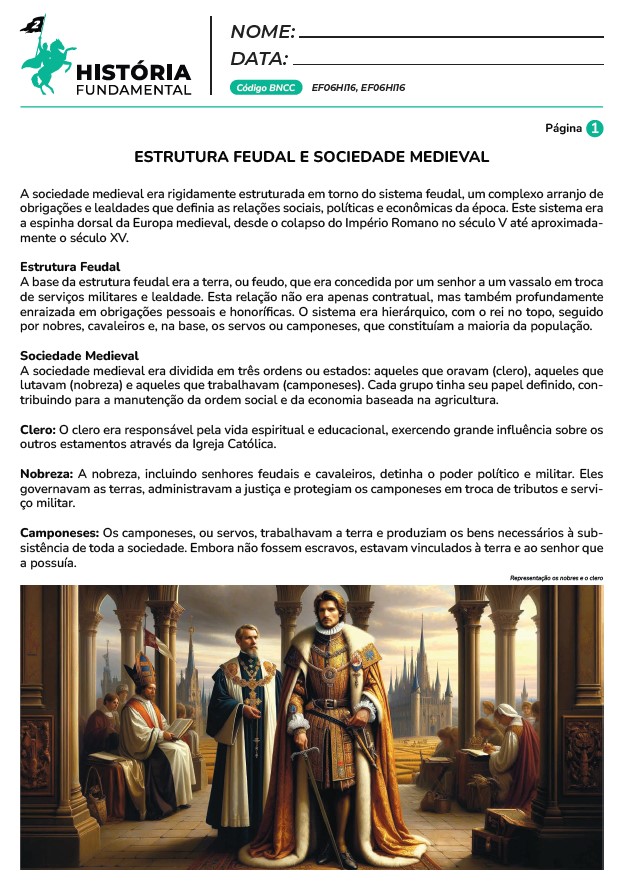 Atividades de história fundamental 2 de acordo com a BNCC em PDF para imprimir - do 6° ao 9° ano